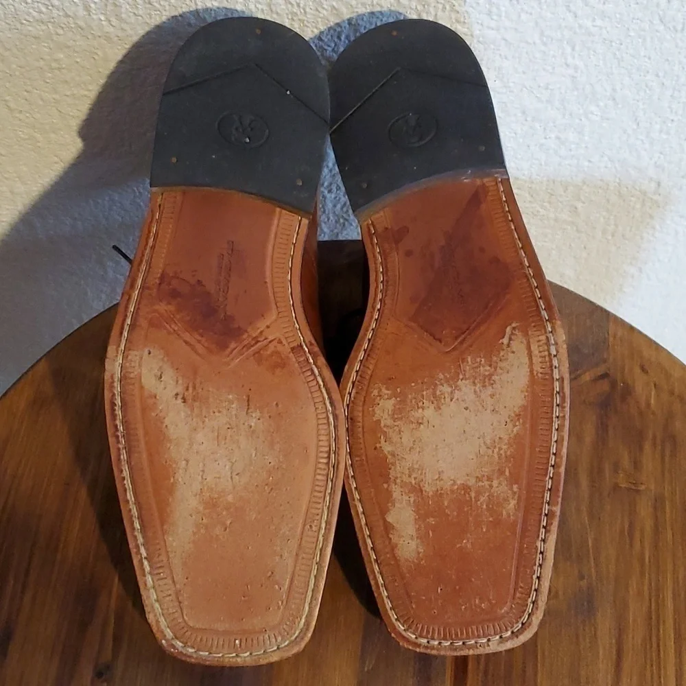Stacy Adams- Mens Vintage Leather Square Toe Oxfords Business Casual Sz.9